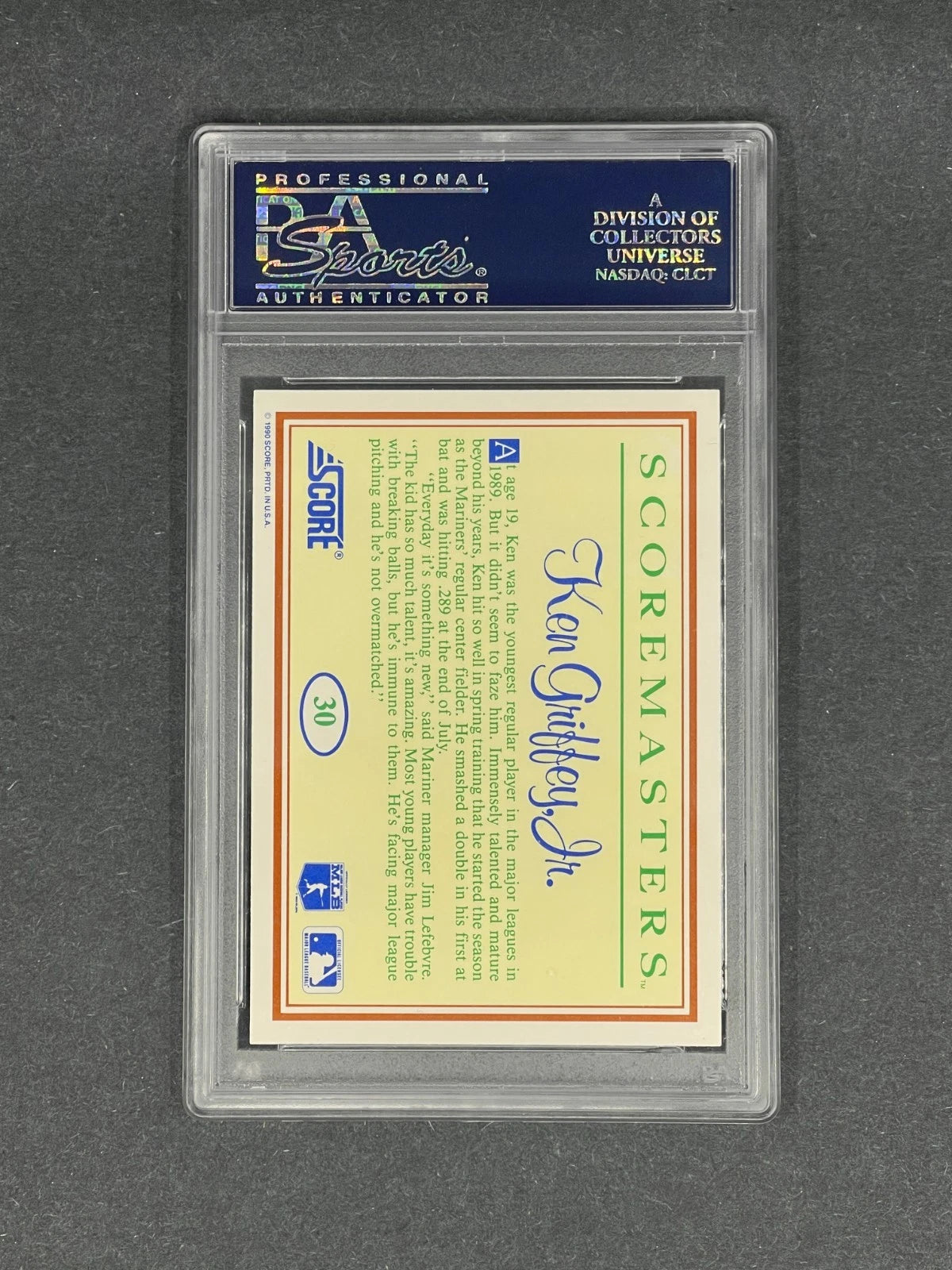 Ken Griffey Jr. – 1989 Scoremasters #30 - PSA 10