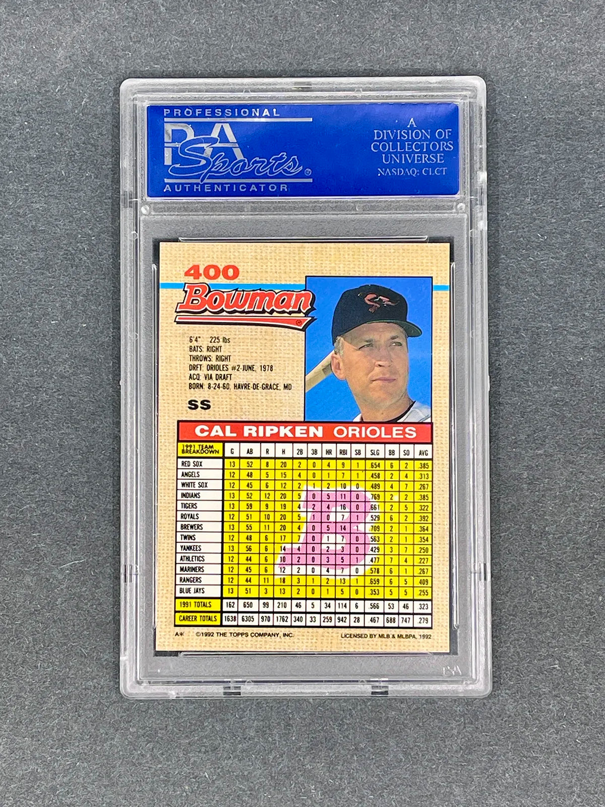 Cal Ripken Jr. - 1992 Bowman #400 - PSA 10