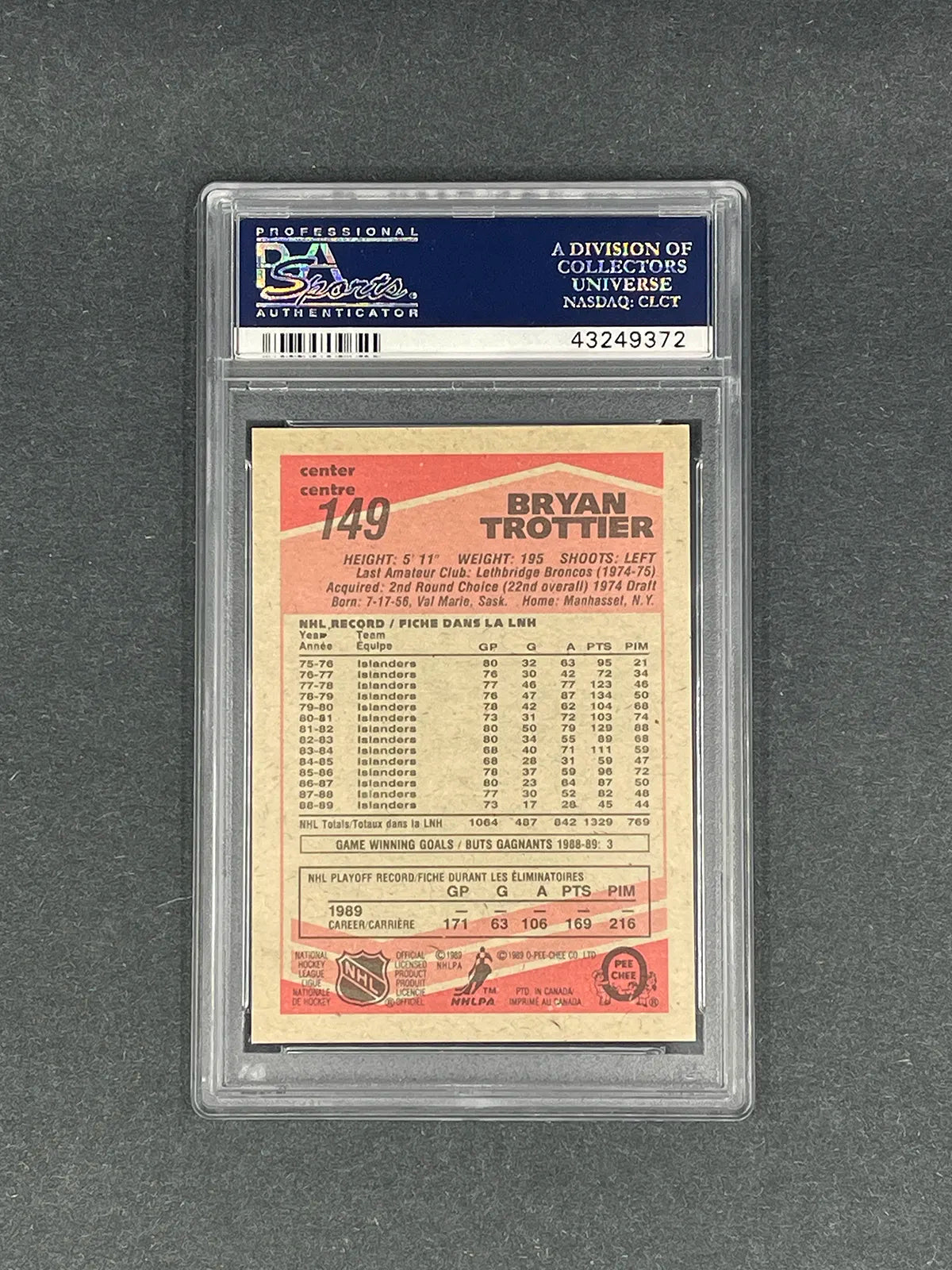 Bryan Trottier - 1989 O-PEE-CHEE #149 - PSA 10