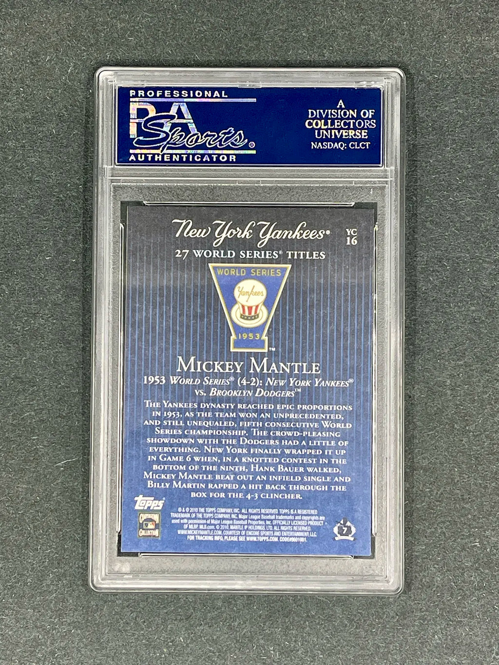 Mickey Mantle – 2010 Topps Yankees Championship #YC16 – PSA 10