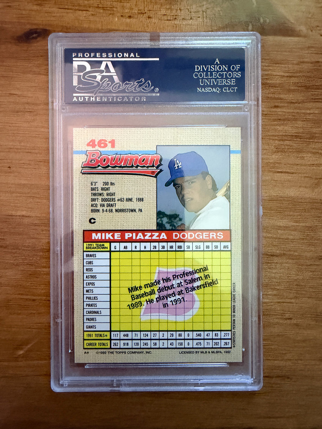 Mike Piazza – 1992 Bowman #461 – PSA 9