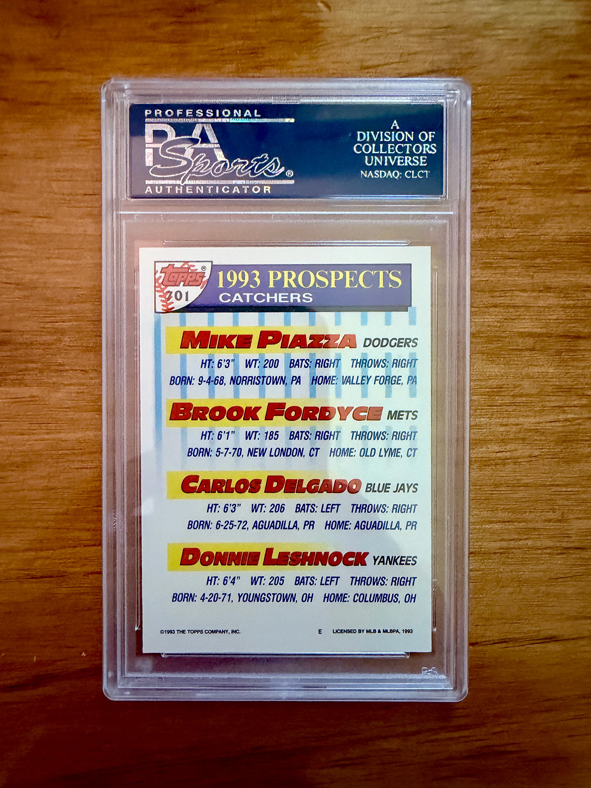 Mike Piazza – 1993 Topps Top Prospects Catchers #701 – PSA 10