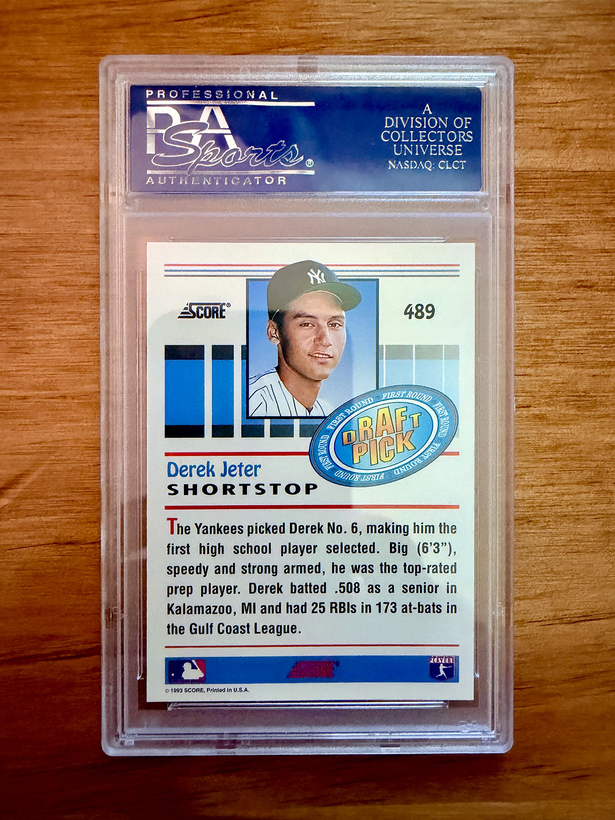 Derek Jeter - 1993 Score Draft Pick #489 - PSA 10