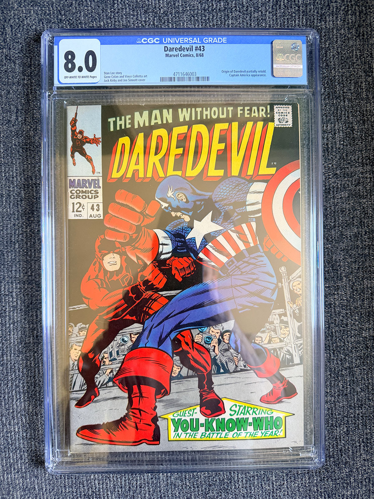 Daredevil #43 - 1968 First Daredevil vs Captain America - CGC 8.0