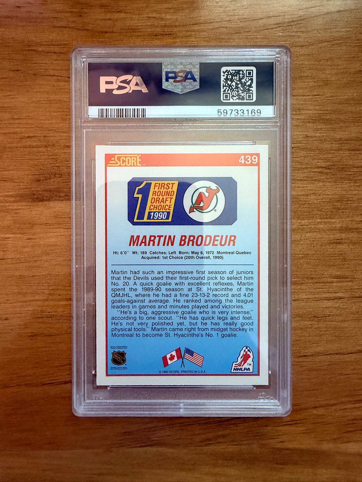 Martin Brodeur - 1990 Score Rookie Card #439 - PSA 10