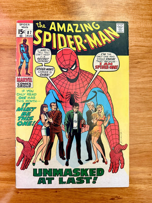 Amazing Spider-Man #87 - 1970 'Unmasked At Last' John Romita Cover - FINE+