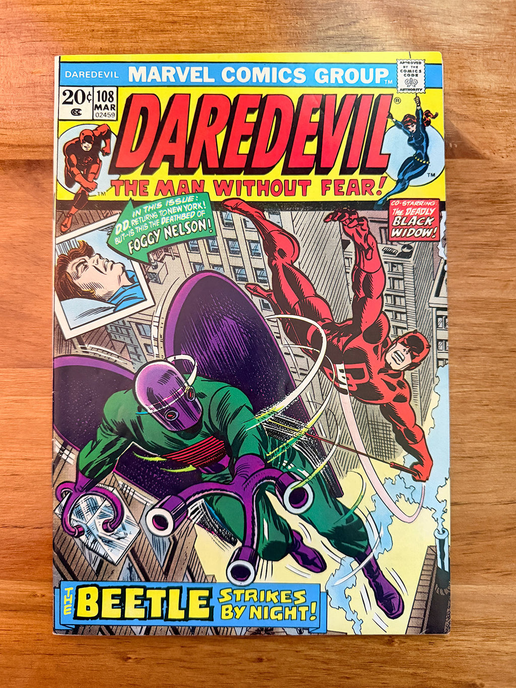 Daredevil #108 - 1973 vs Beetle and First Appearance Black Spectre - NM-