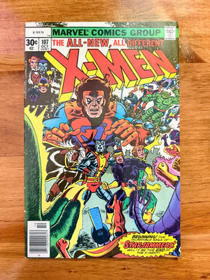Uncanny X-Men #107 - 1977 First Appearance of Starjammers and Gladiator - FINE+/VF-