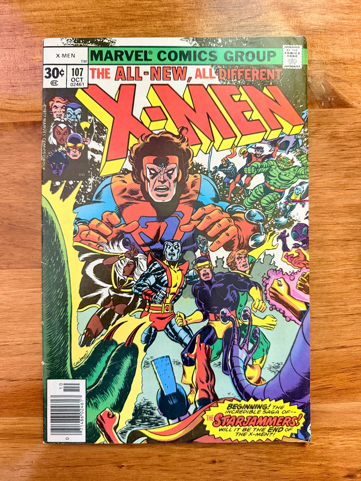 Uncanny X-Men #107 - 1977 First Appearance of Starjammers and Gladiator - FINE+/VF-