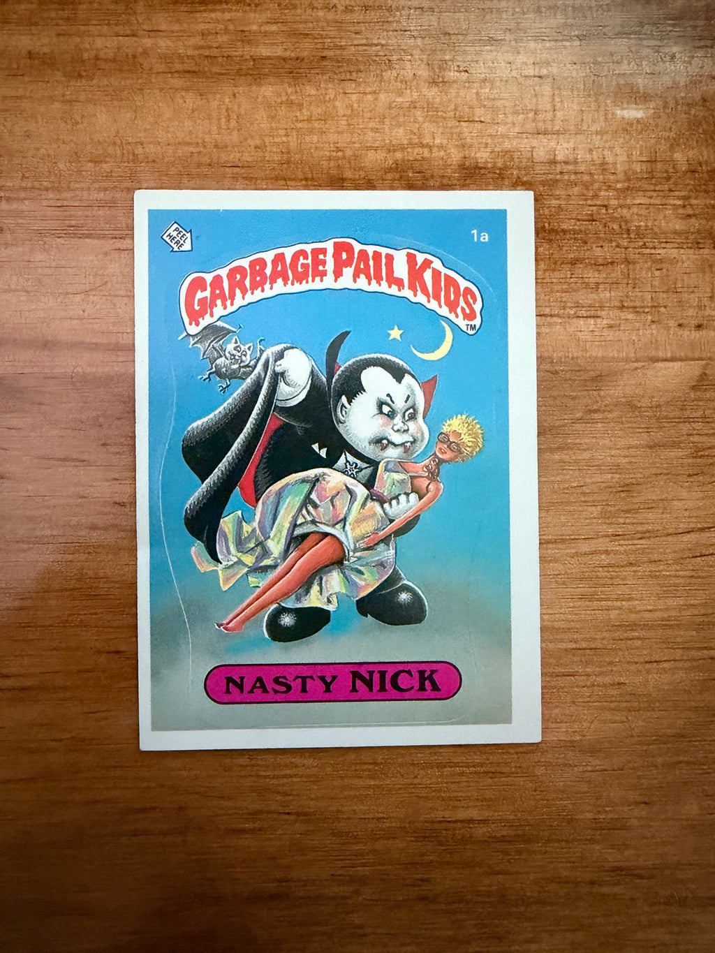 Topps Garbage Pail Kids - Nasty Nick 1a - 1985 Series 1 - First Print Matte Back - VF