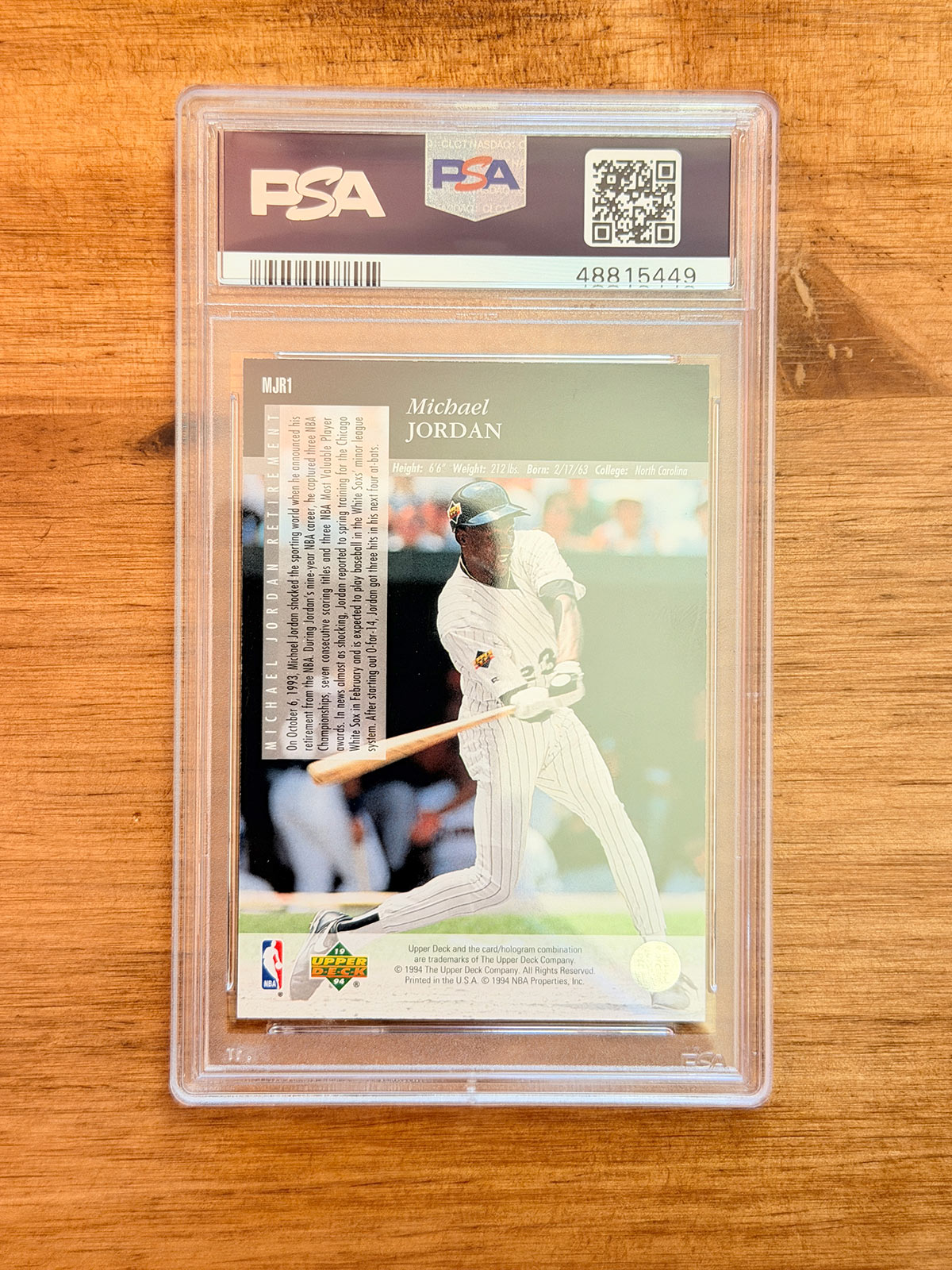 Michael Jordan - 1993 Upper Deck SE Retirement #MJR1 - PSA 8