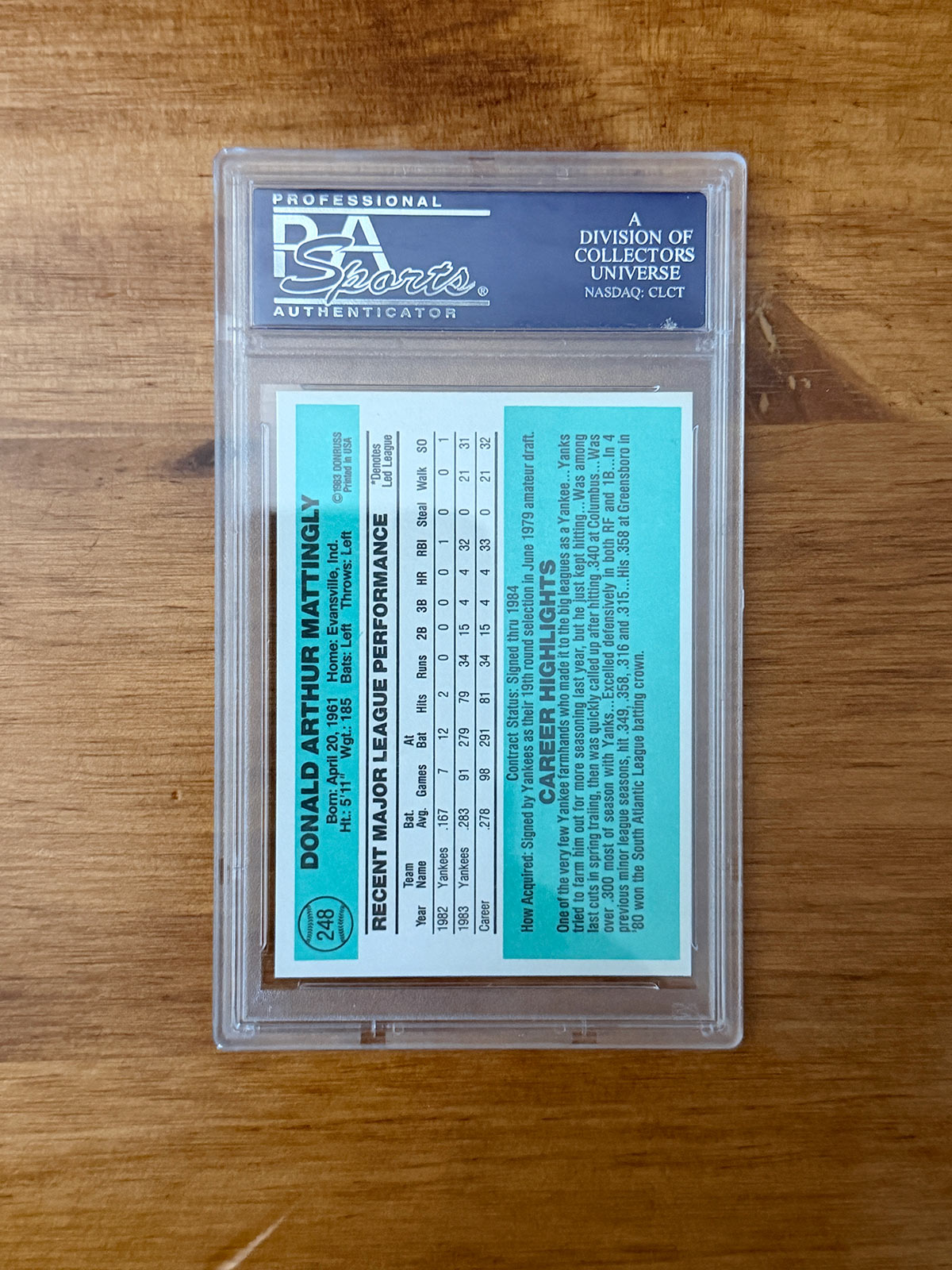 Don Mattingly - 1984 Donruss #248 - PSA 8