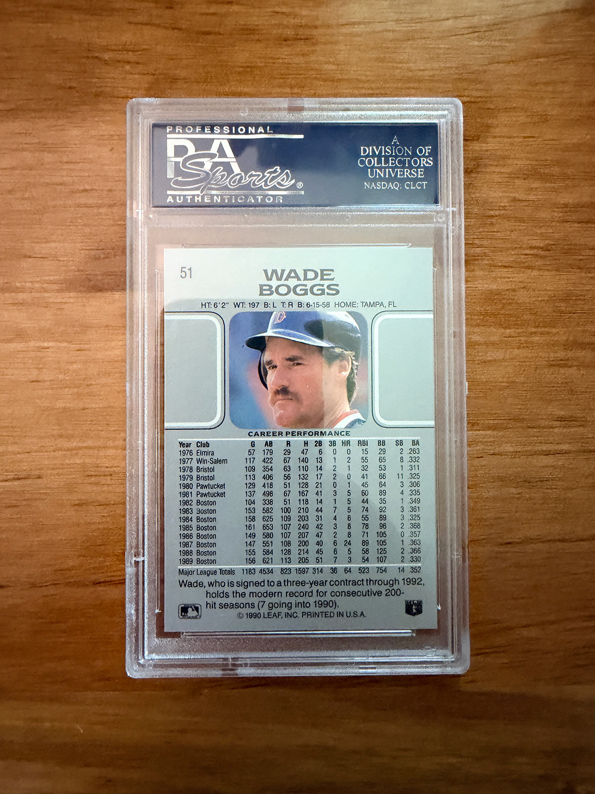 Wade Boggs - 1990 Leaf #51 - PSA 10