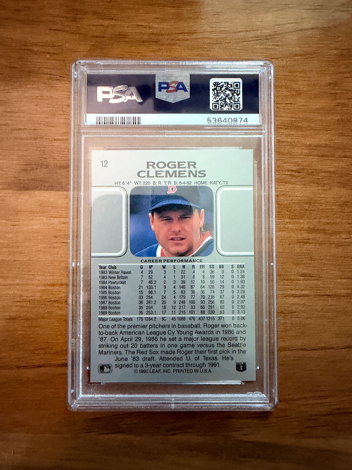 Roger Clemens - 1990 Leaf #12 - PSA 10