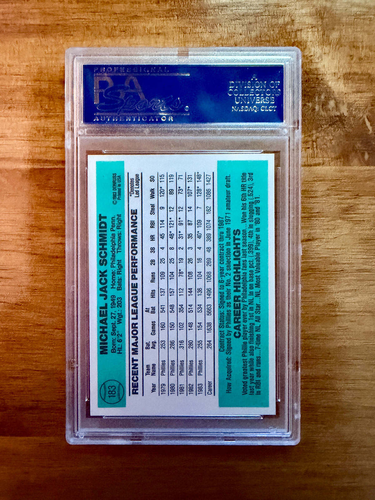 Mike Schmidt - 1984 Donruss #183 - PSA 9