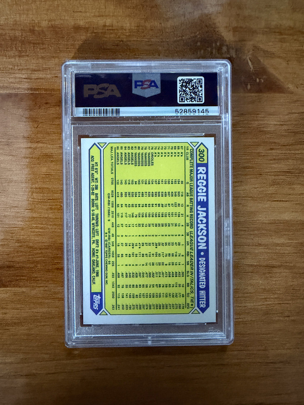 Reggie Jackson - 1987 Topps Tiffany #300 - PSA 9
