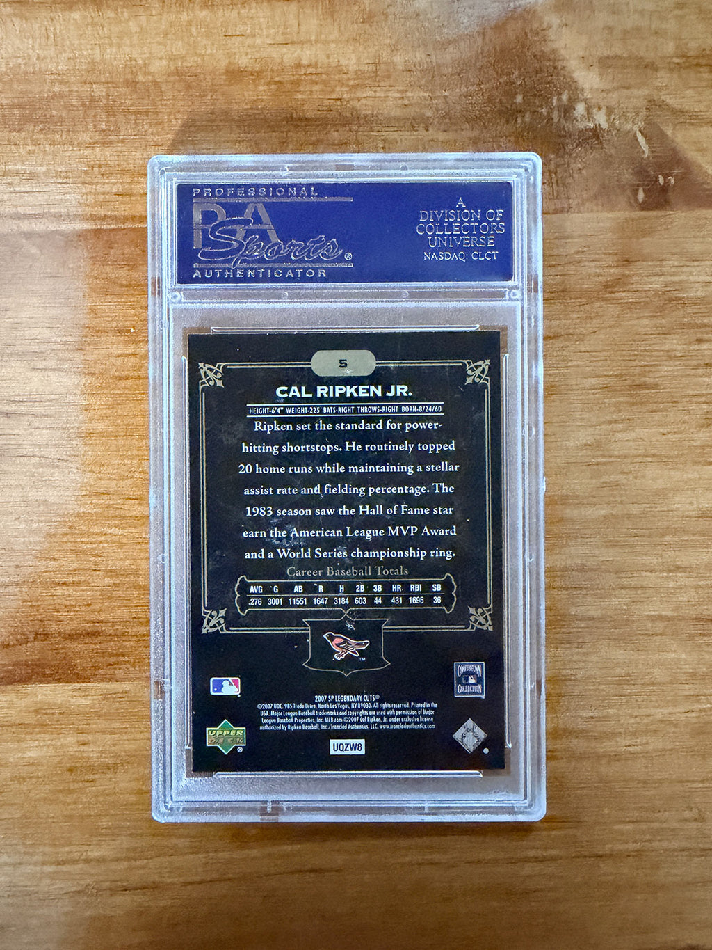 Cal Ripken Jr. - 2007 SP Legendary Cuts #5 - PSA 9
