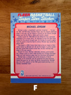 Michael Jordan - 1988 Fleer Super Star Sticker #7 - Pick Your Card
