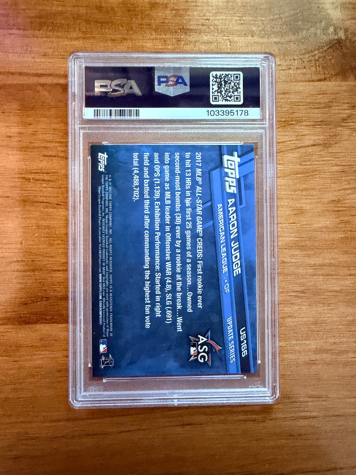 Aaron Judge - 2017 Topps Update #US 166 - Throwing - PSA 8