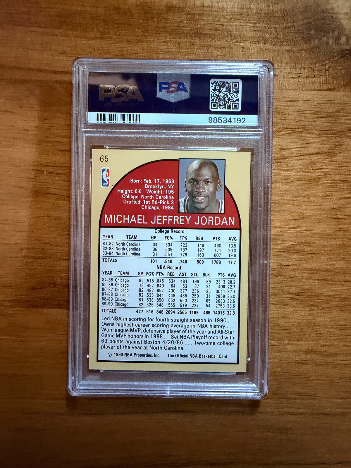 Michael Jordan - 1990 Hoops #65 - PSA 9