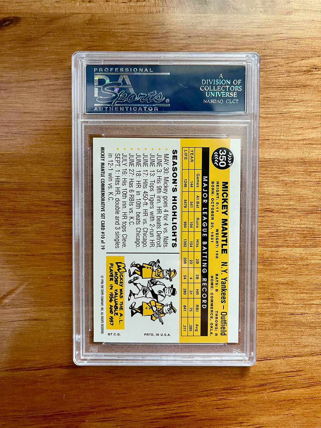 Mickey Mantle - 1996 Topps / 1960 Reprint #10 - PSA 10