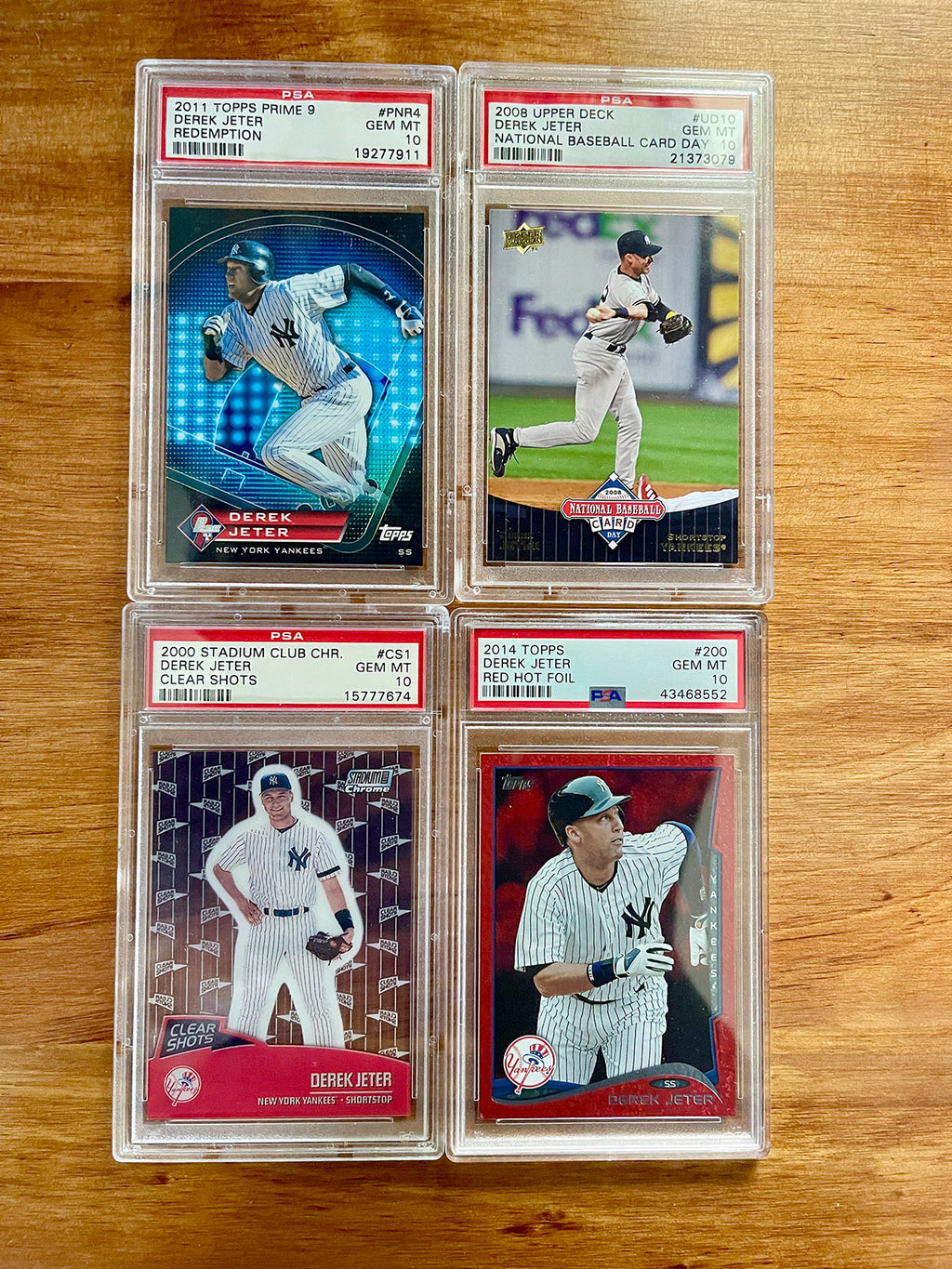 Derek Jeter PSA 10 Four-Pack - Chrome & Modern Showcase