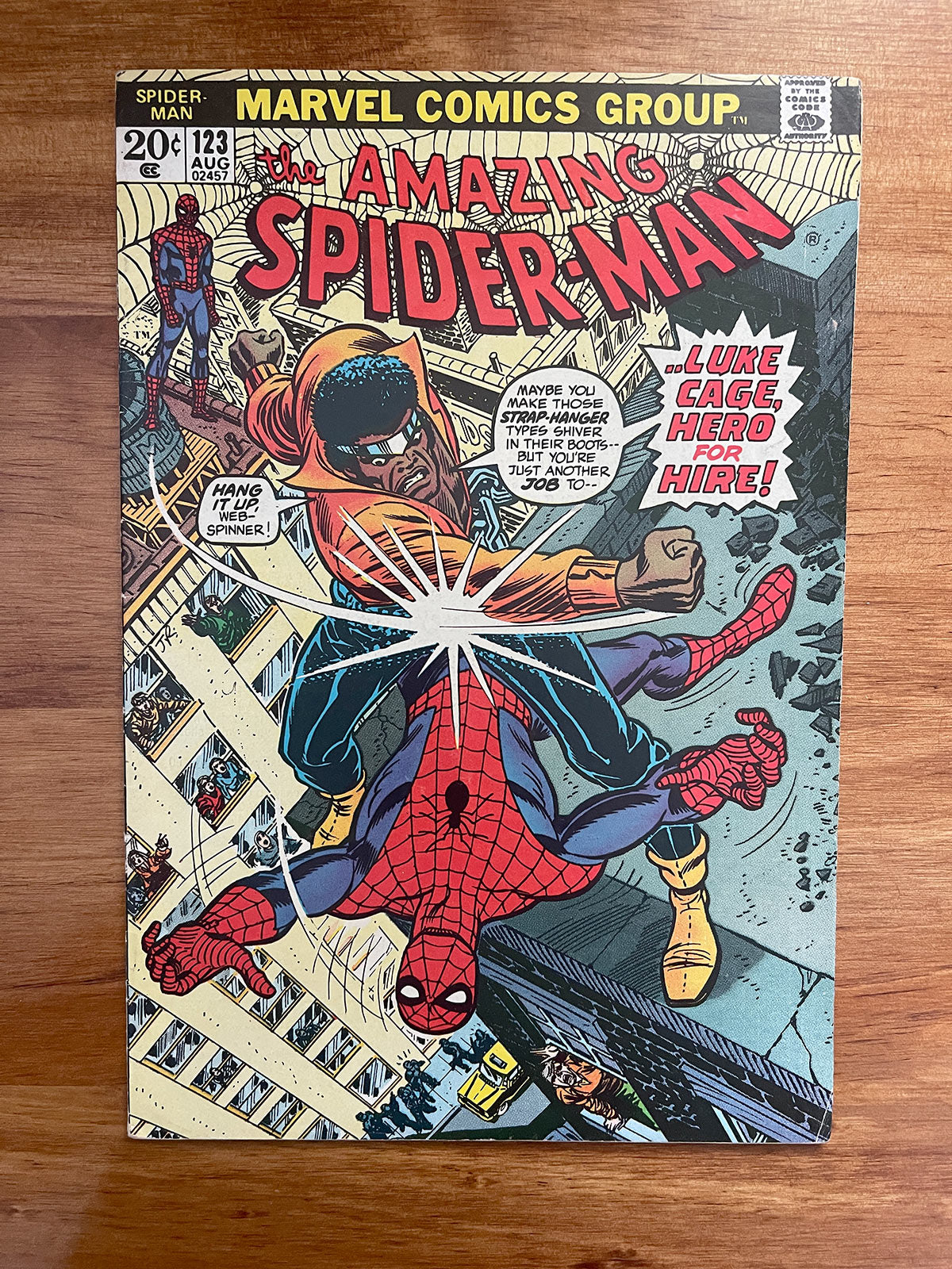Amazing Spider-Man #123 - 1973 vs Luke Cage & Gwen Stacy Funeral - VF-