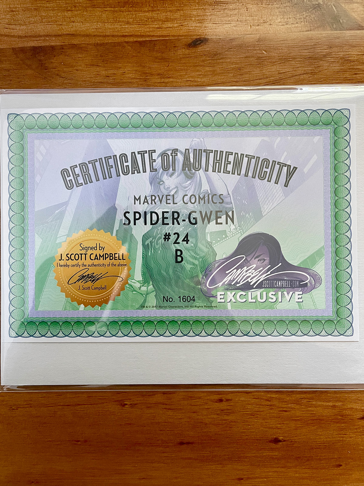 Spider-Gwen #24 - 2017 First Appearance Gwenom - J Scott Campbell Signed w/ COA - NM