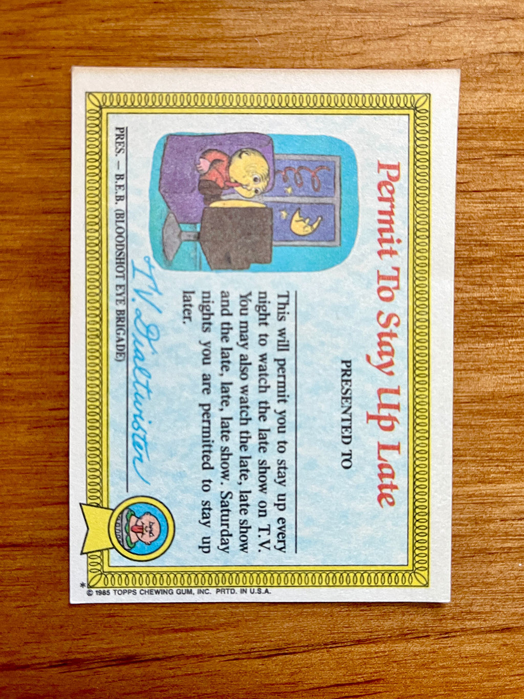 Topps Garbage Pail Kids - 1985 Series 1 Nasty Nick 1a - First Print Matte Back - VF