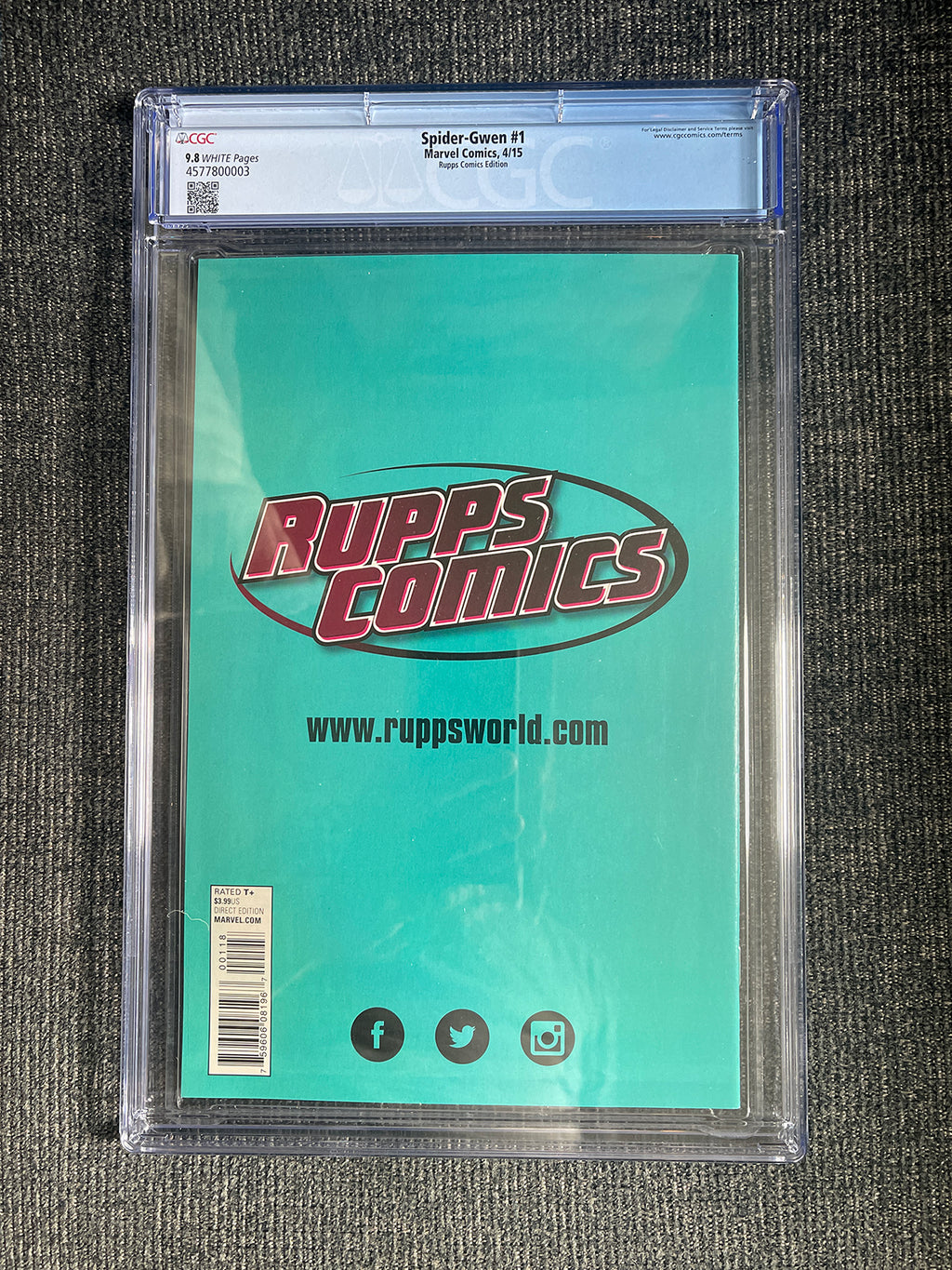Spider-Gwen #1 - 2015 J. Scott Campbell Rupps Variant - CGC 9.8