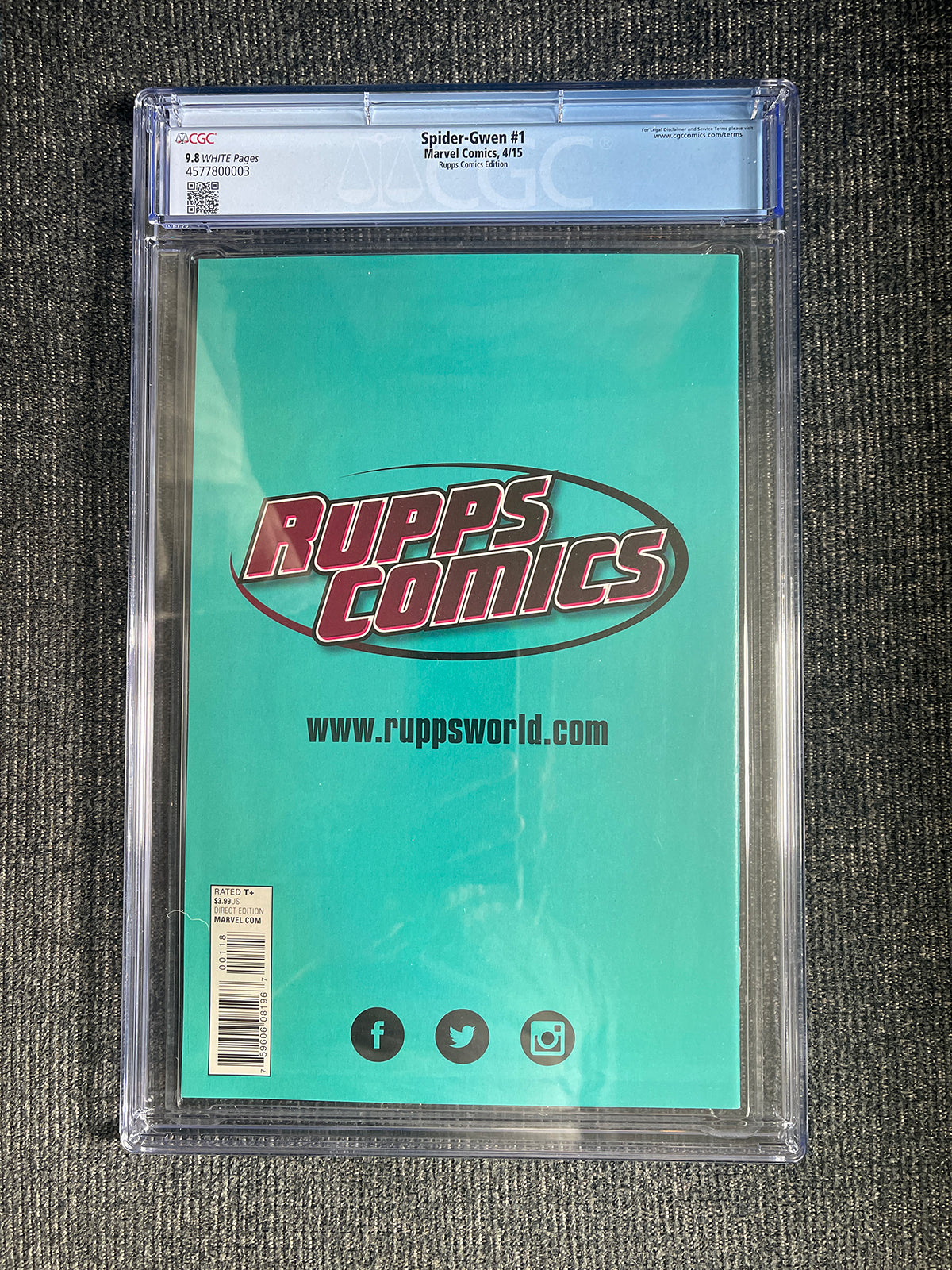 Spider-Gwen #1 - 2015 J. Scott Campbell Rupps Variant - CGC 9.8