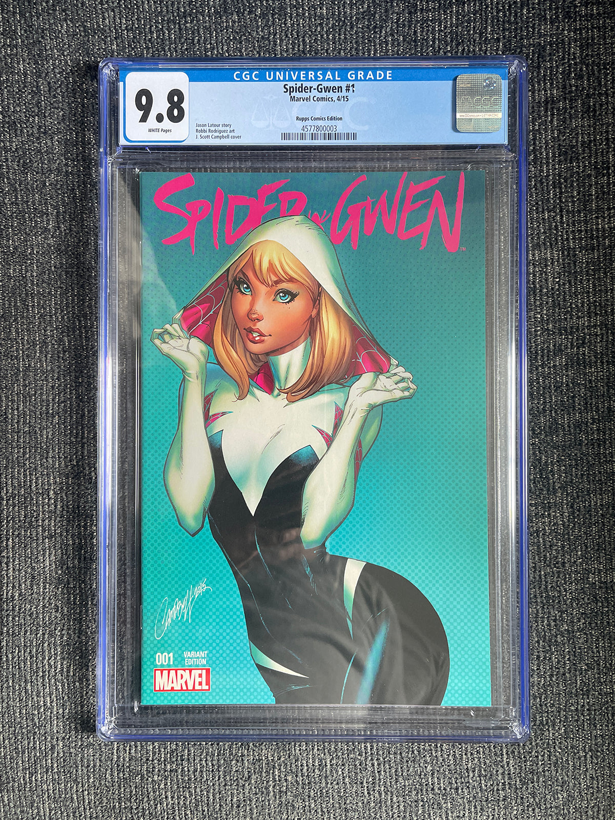 Spider-Gwen #1 - 2015 J. Scott Campbell Rupps Variant - CGC 9.8