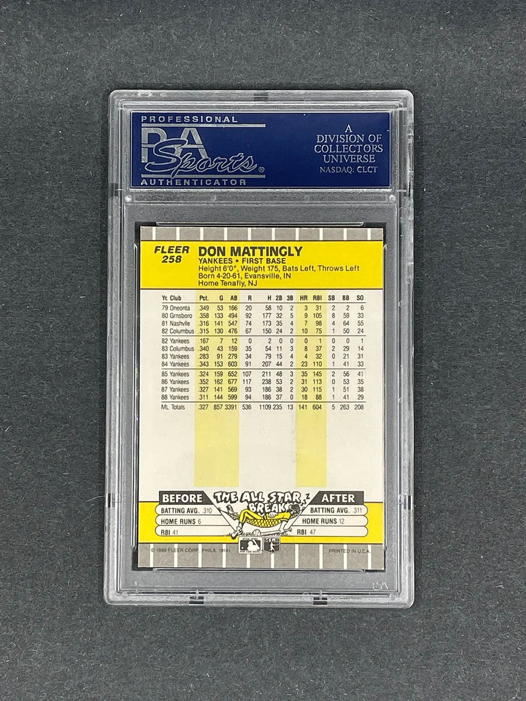 Don Mattingly - 1989 Fleer #258 - PSA 10