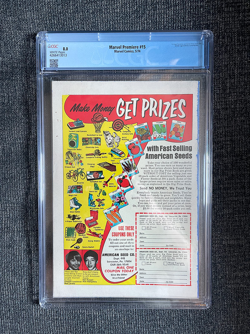 Marvel Premiere #15 - 1974 First Appearance of Iron Fist - CGC 8.0
