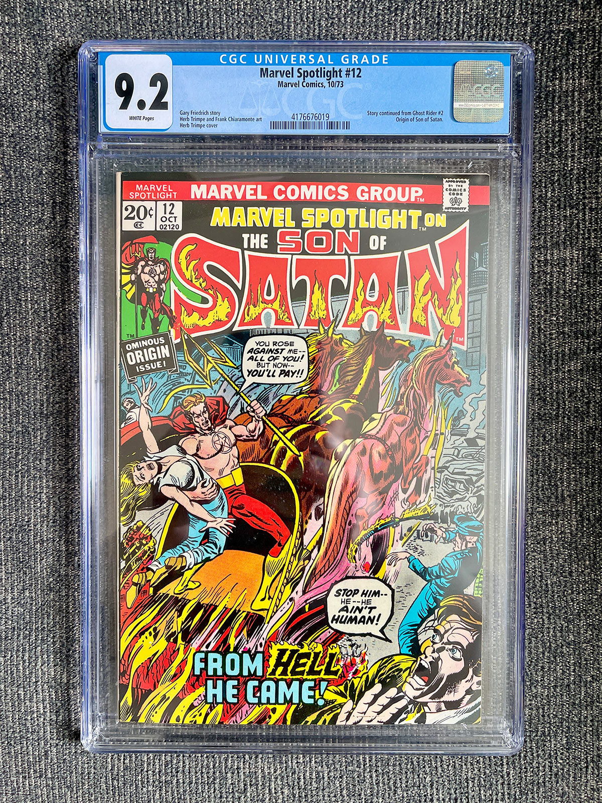 Marvel Spotlight #12 - 1973 First Son of Satan Cover - CGC 9.2 White pages